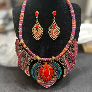 Colorful Bohemian Necklace and Earring Set